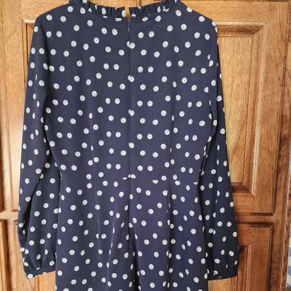 Loft Navy Floral Dress Long Sleeve Size 8 - Picture 7 of 7